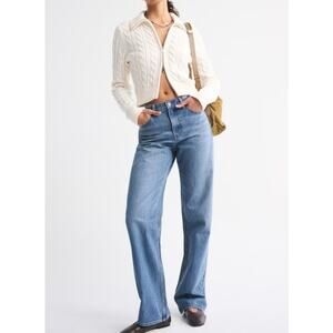 Abercrombie & Fitch The Loose High Rise Straight Leg Jeans Blue 10 Petite